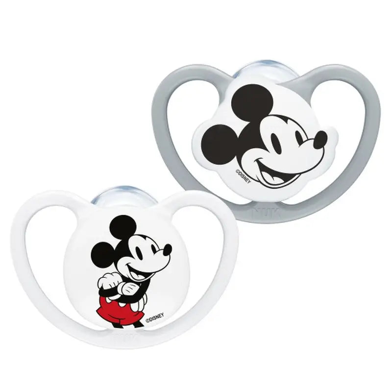 NUK Perfect Match Air Ciuccio in silicone T2 6-18 mesi Topolino Grigio/Bianco, 2 pezzi
