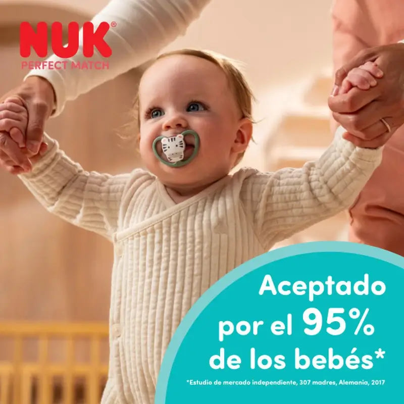 NUK Perfect Match Air Ciuccio in silicone T2 6-18 mesi Topolino Grigio/Bianco, 2 pezzi
