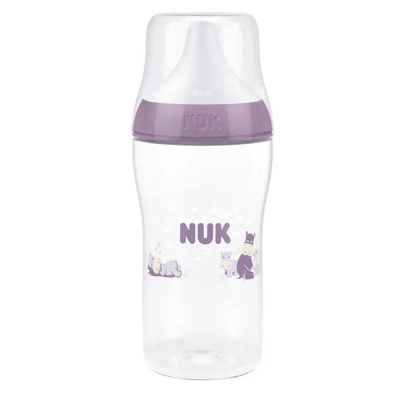 NUK Perfect Match Biberon da 260 ml, tettarella M, 3 mesi+, ippopotamo