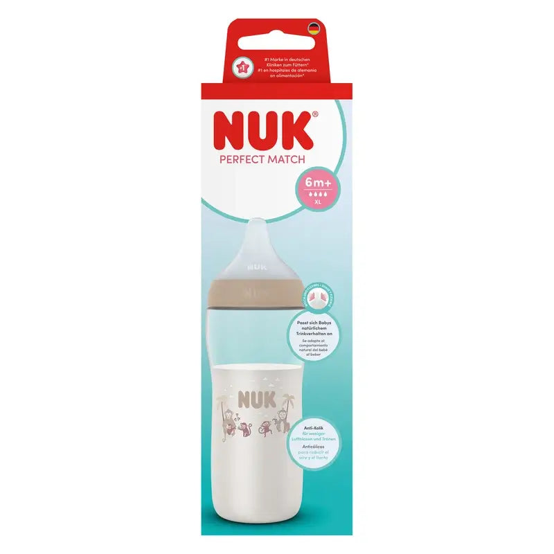 NUK Perfect Match Biberon da 360 ml, tettarella XL, 6 mesi+, Mono
