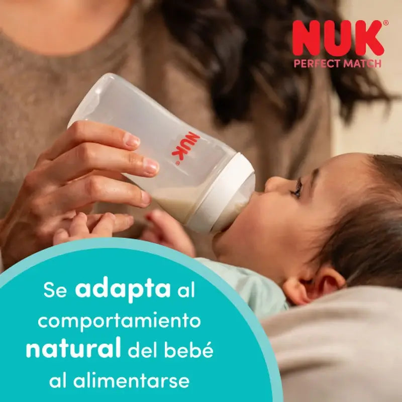NUK Perfect Match Biberon in vetro da 120 ml, tettarella S 0m+, arcobaleno