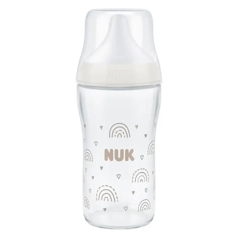 NUK Perfect Match Biberon in vetro da 230 ml, tettarella M 3m+, arcobaleno