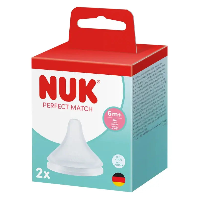 NUK Perfect Match Tettarella in silicone con controllo del flusso X 6 mesi+, 2 pezzi