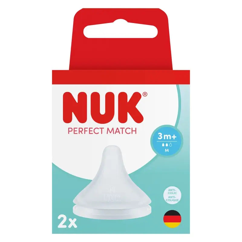 NUK Perfect Match Tettarella in silicone, flusso M, 3 mesi+, 2 pezzi