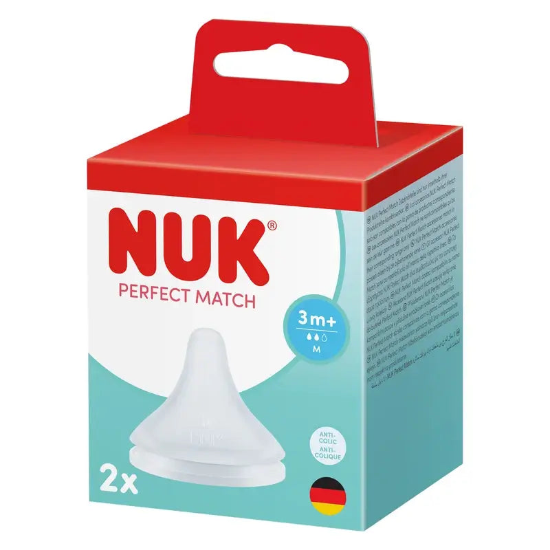 NUK Perfect Match Tettarella in silicone, flusso M, 3 mesi+, 2 pezzi