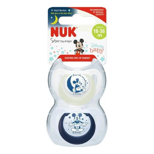 Nuk Star Giorno e Notte Topolino T3 18-36M Silicone , 2 pezzi
