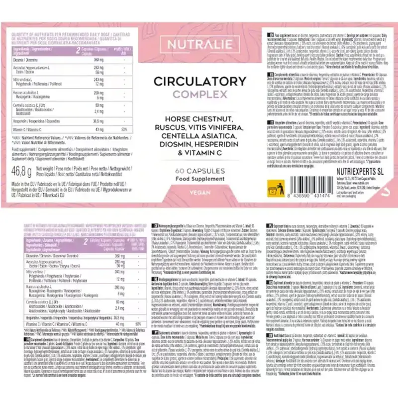 Complesso circolatorio Nutralie con Diosmina + Esperidina, 60 capsule
