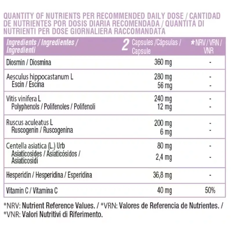 Complesso circolatorio Nutralie con Diosmina + Esperidina, 60 capsule