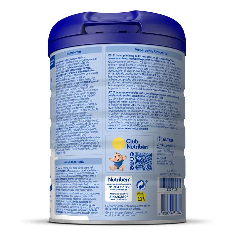 Nutribén AR Latte antireflusso e antirigurgito 800 g