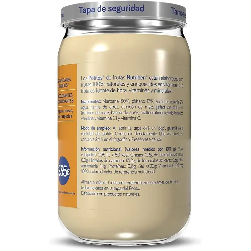 Nutribén Potito Mela, Arancia e Banana con Biscotto, 235 g