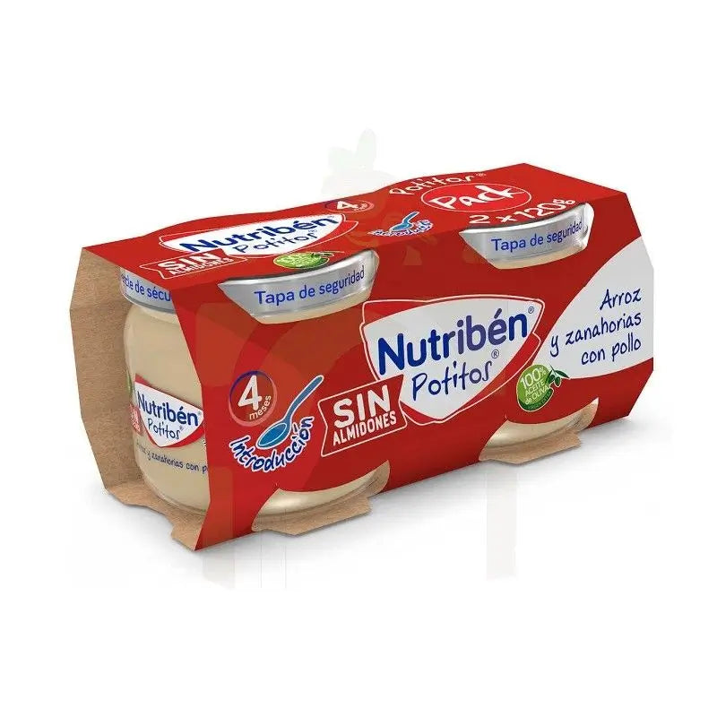 Nutribén Potito De Introducción - Riso e carote con pollo, 2 x 120 g