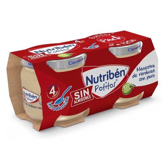 Nutriben Baby Food Zuppa di verdure con tacchino, 2 x 120 grammi