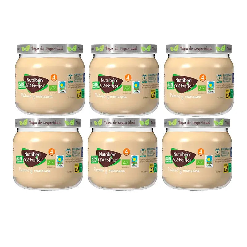 Alimenti per bambini Nutriben Banana e Mela , 6 x 120 grammi