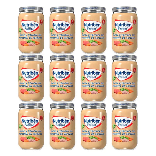Nutriben Potito Prosciutto e Vitello con Stufato di Verdure , 12 x 235 grammi