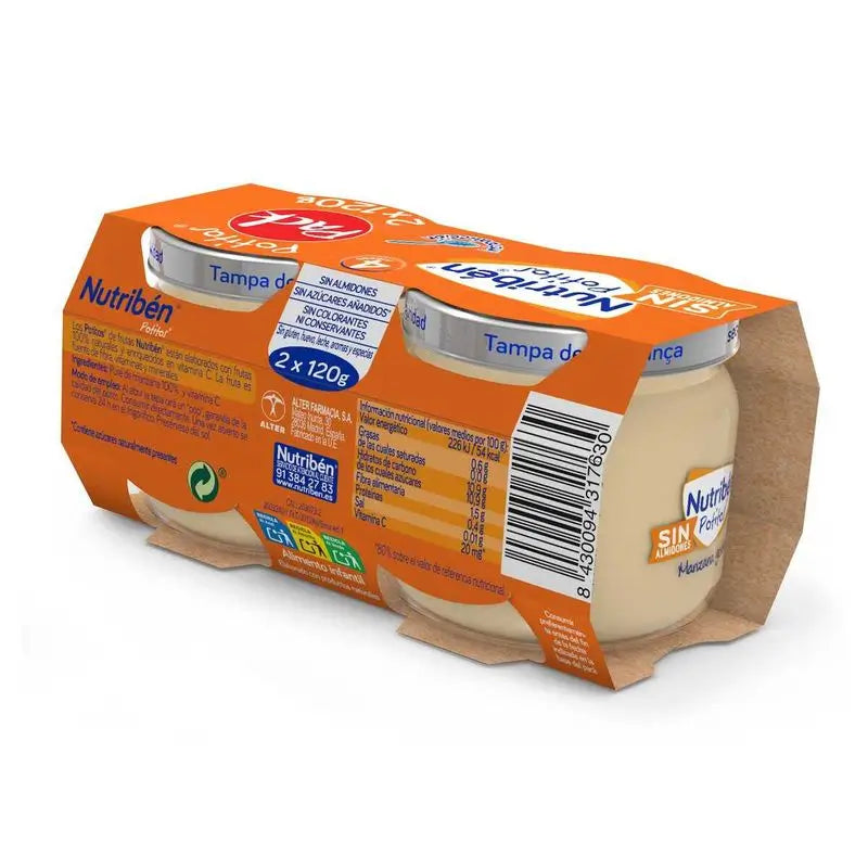 Nutriben Golden Apple Potito per bambini, 2 x 120 grammi
