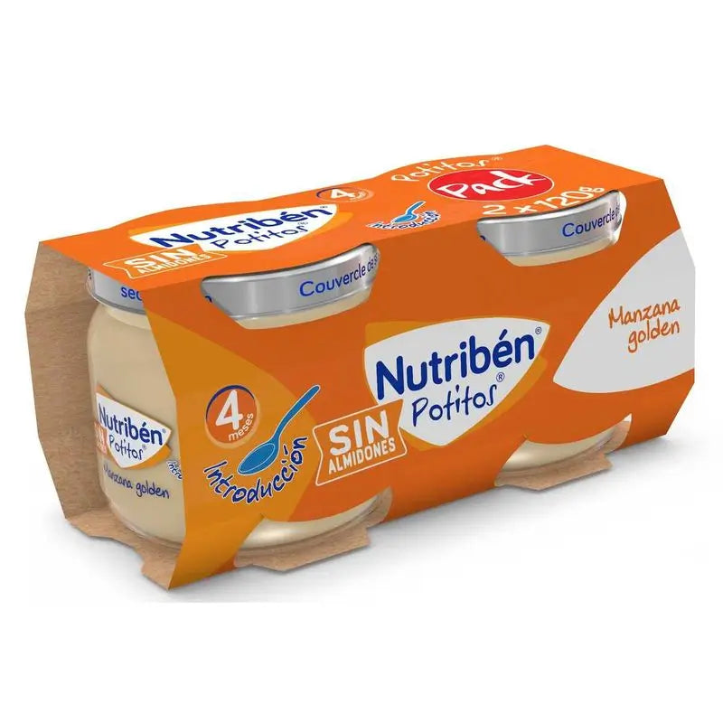 Nutriben Golden Apple Potito per bambini, 2 x 120 grammi