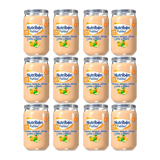 Nutriben Potito Mela, Arancia, Banana e Pera Williams, 12 x 235 grammi