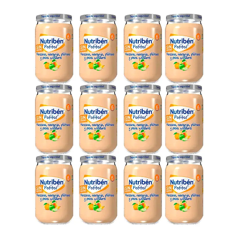 Nutriben Potito Mela, Arancia, Banana e Pera Williams, 12 x 235 grammi