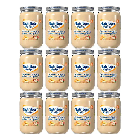 Nutriben Potito Mela, Arancia e Banana con Biscotto , 12 x 235 grammi