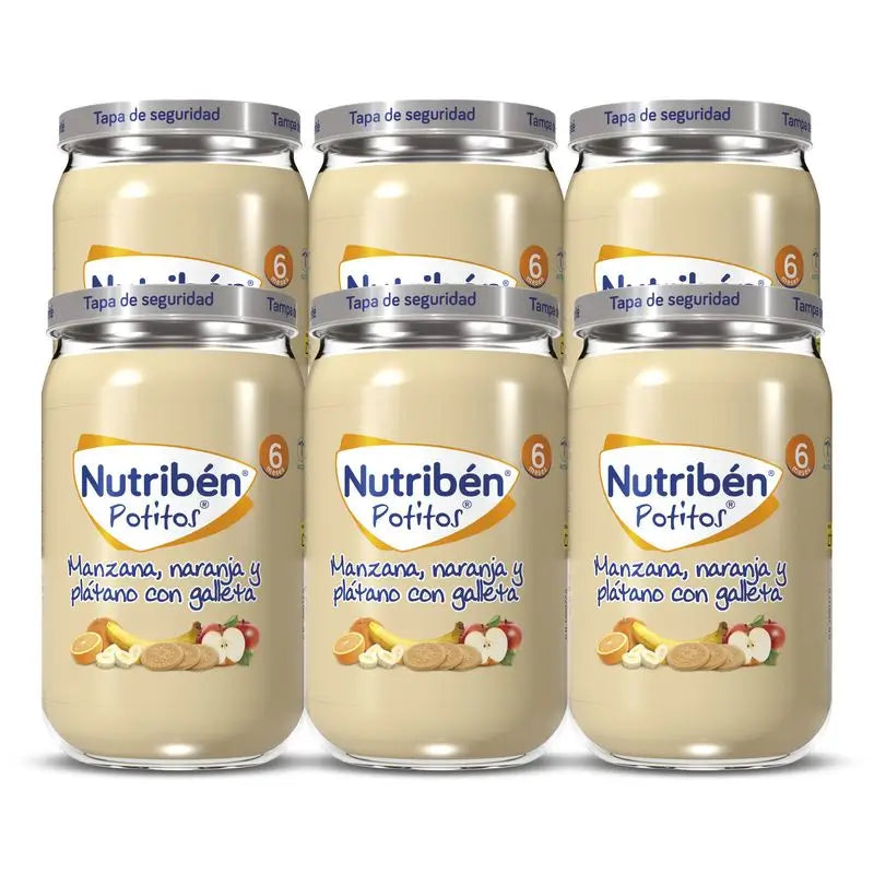 Nutribén Potito Mela, Arancia e Banana con Biscotto, 235 gr x 6 unità