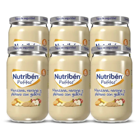 Nutribén Potito Mela, Arancia e Banana con Biscotto, 235 gr x 6 unità
