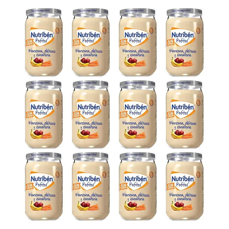 Nutriben Potito Mela, Banana e Carota, 12 x 235 grammi