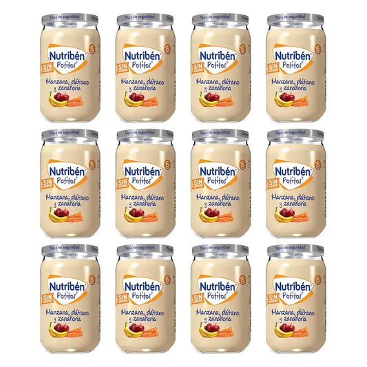 Nutriben Potito Mela, Banana e Carota, 12 x 235 grammi