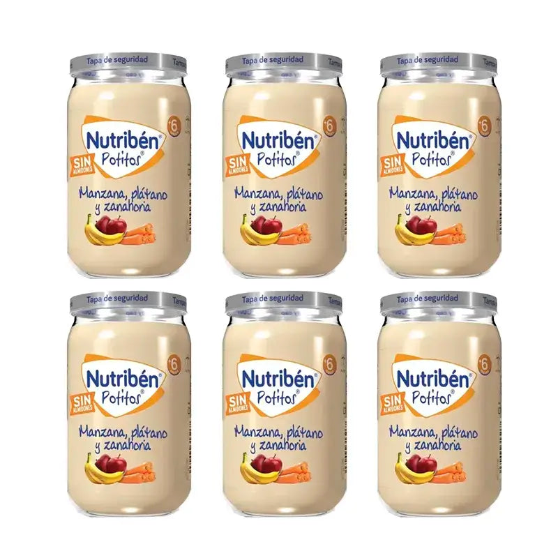 Nutriben Potito Mela, Banana e Carota, 6 x 235 grammi