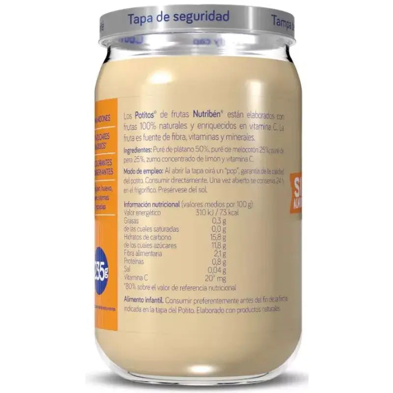 Nutribén Potito Pesca, Pera e Banana, 235g