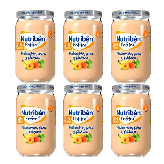 Nutriben Potito Pesca, Pera e Banana, 6 x 235 grammi