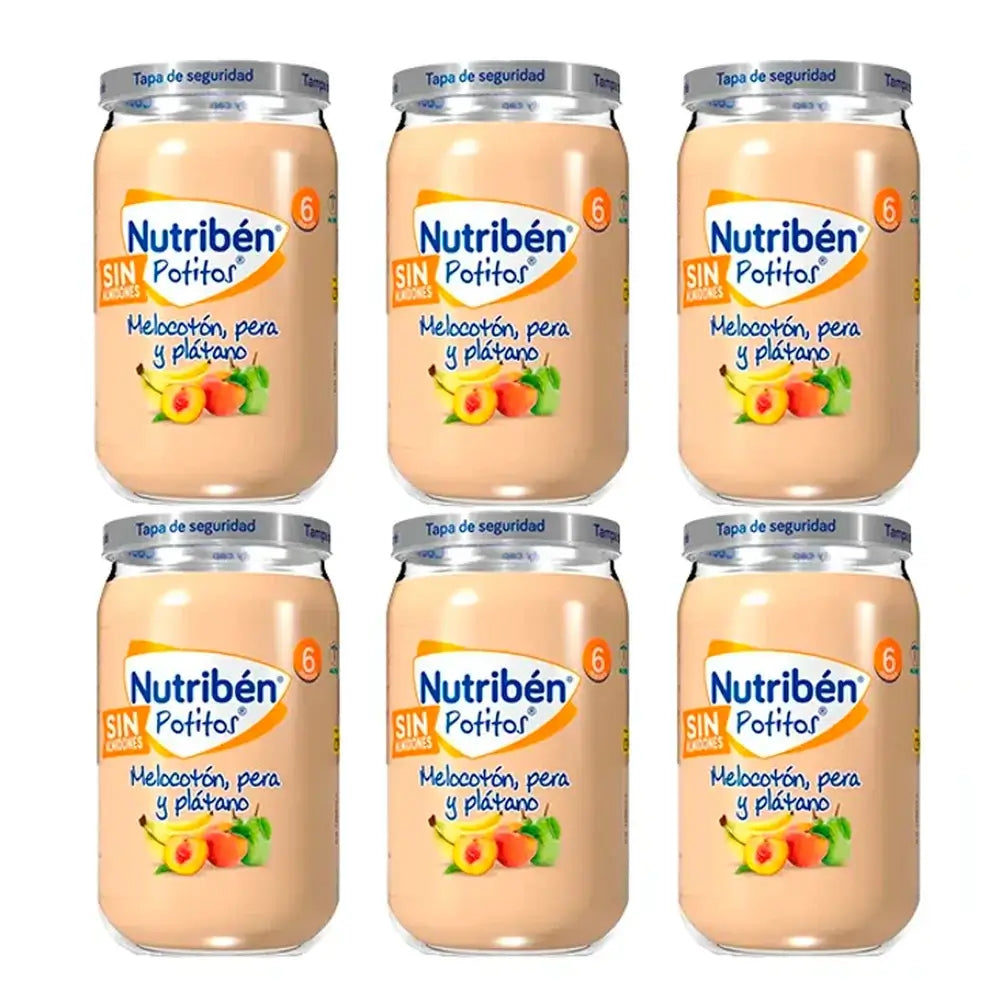 Nutriben Potito Pesca, Pera e Banana, 6 x 235 grammi