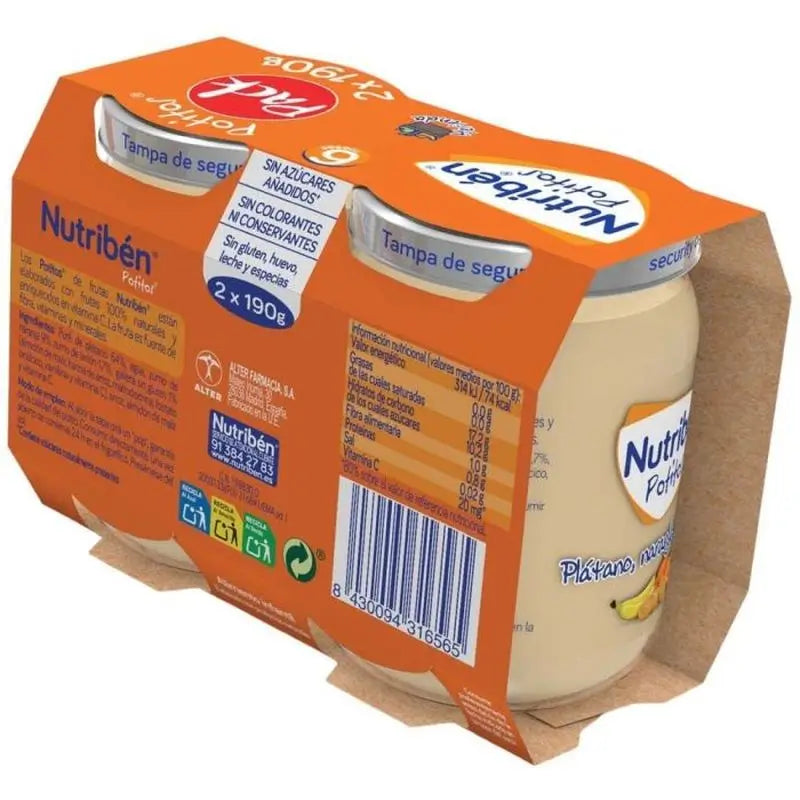 Nutriben Pack Pot Snack Banana, Arancia e Biscotto 2X190g