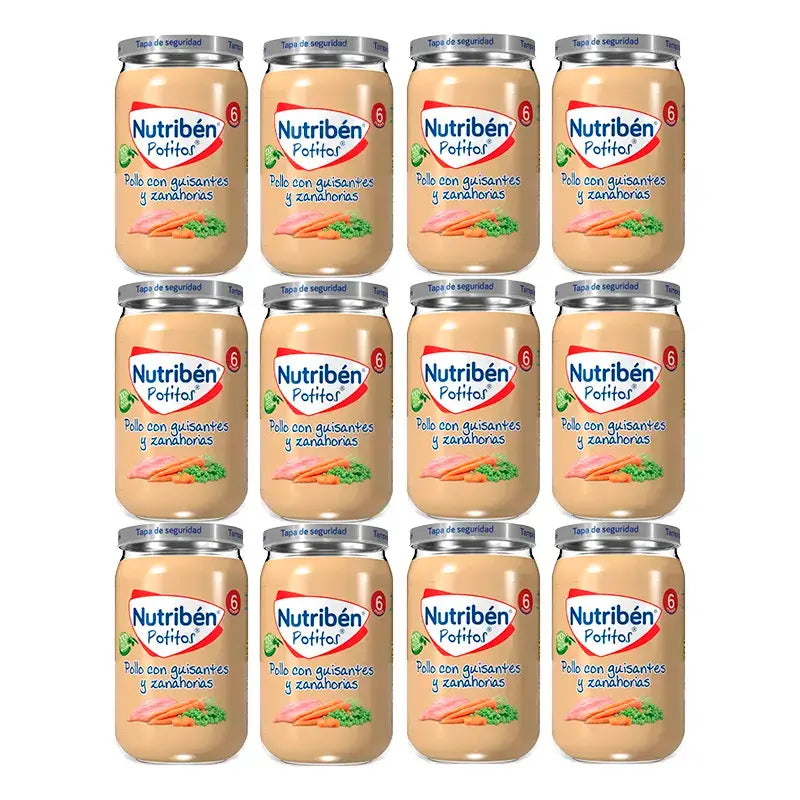 Nutriben Potito Pollo Piselli e Carote , 12 x 235 grammi