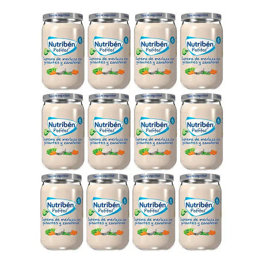 Nutriben Potito Supremo di Nasello con Piselli e Carote , 12 x 235 grammi