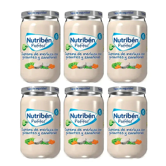 Nutriben Potito Supremo di Nasello con Piselli e Carote , 6 x 235 grammi