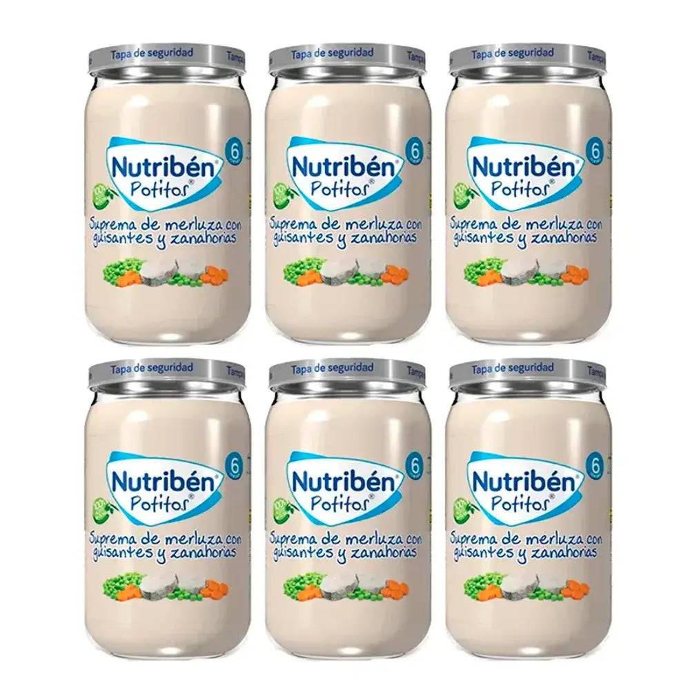 Nutriben Potito Supremo di Nasello con Piselli e Carote , 6 x 235 grammi