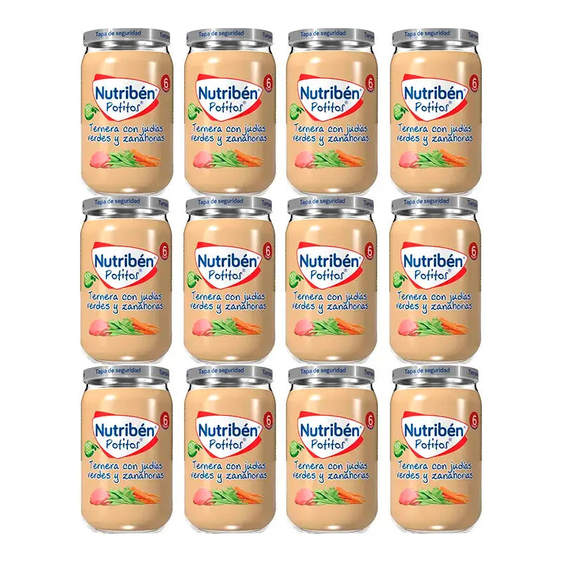 Nutriben Potito Beef con fagioli verdi e carote , 12 x 235 grammi