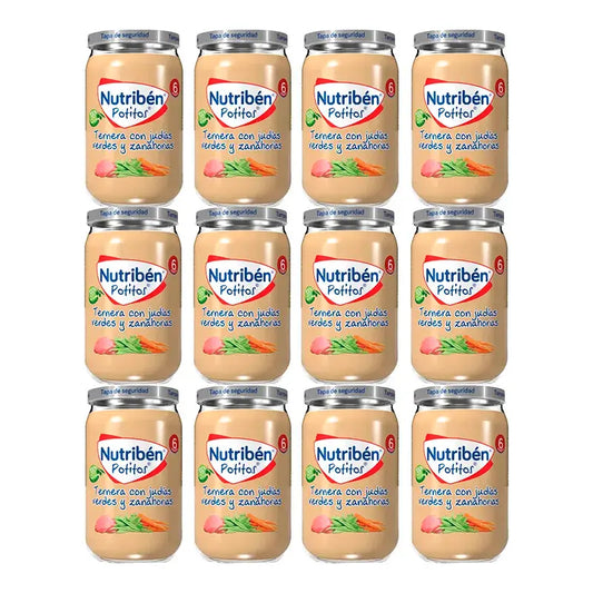 Nutriben Potito Beef con fagioli verdi e carote , 12 x 235 grammi