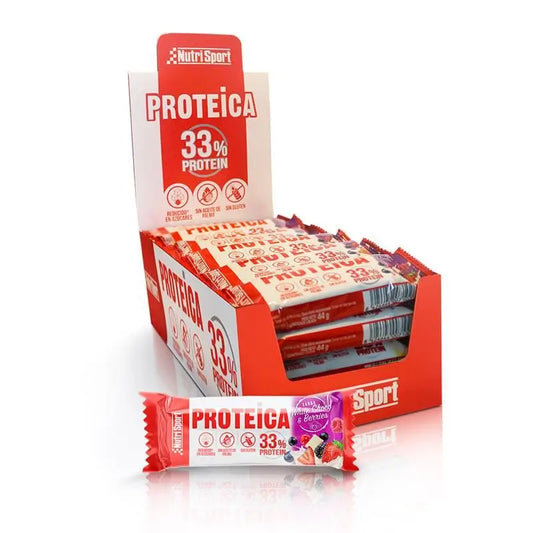 Barretta proteica Nutrisport al cioccolato bianco e frutti di bosco rossi Confezione da 24 pezzi
