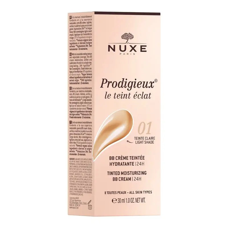 Nuxe Crema Bb idratante con colore 24H, Prodigieux® Le Teint Éclat 30Ml - Tono chiaro