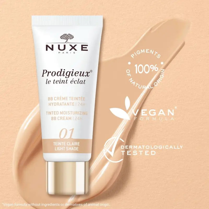 Nuxe Crema Bb idratante con colore 24H, Prodigieux® Le Teint Éclat 30Ml - Tono chiaro