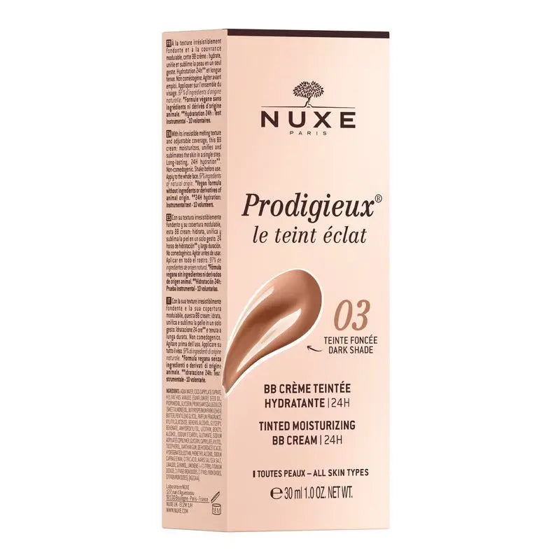 Nuxe Crema Bb idratante con colore 24H, Prodigieux® Le Teint Éclat 30Ml - Tonalità scura