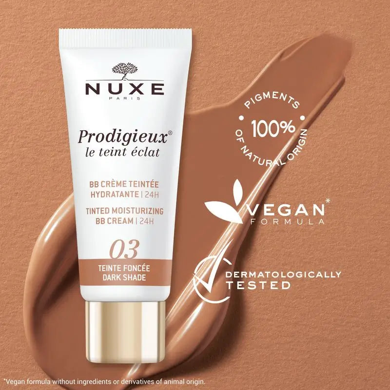 Nuxe Crema Bb idratante con colore 24H, Prodigieux® Le Teint Éclat 30Ml - Tonalità scura