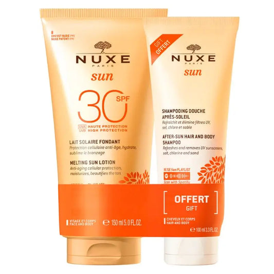 Nuxe Duo Latte di protezione solare Spf30 e Shampoo e Gel doccia doposole