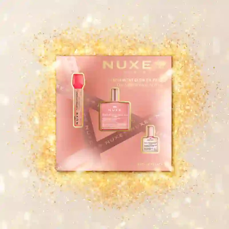 Nuxe Confezione regalo multigamma Glow Infinite Rose Very Rose Lip Serum + Huile Prod Floral Or + Huile Prod Floral