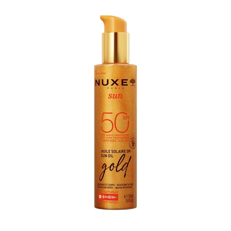 Nuxe Olio solare abbronzante oro per viso e corpo Spf50, 150 ml