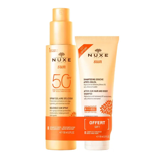 Nuxe Sun Spray solare viso e corpo Spf 50 150Ml + Shampoo doposole 100Ml