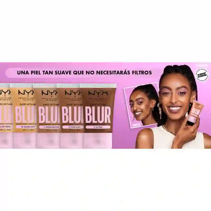 Nyx Bare With Me Blur Skin Tint, fondotinta sfumabile, finitura opaca, tonalità 06 , 30 ml