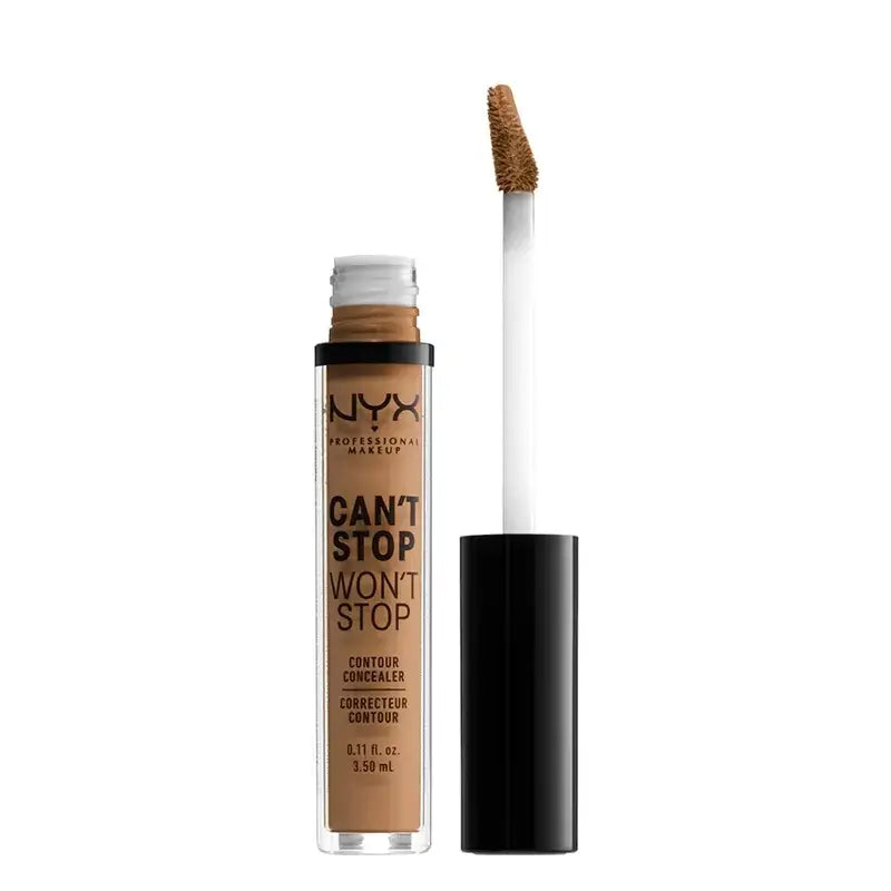 Nyx Can'T Stop Won'T Stop, correttore tonalità 12.7 Neutral Tan per pelli scure , 3,5 ml