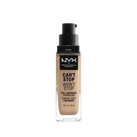 Nyx Can'T Stop Won'T Stop Fondotinta a copertura totale Shade 7.5 Soft Beige Medium , 30 ml